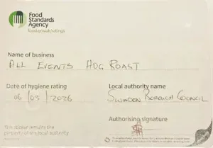 Food Standards Agency Certificate