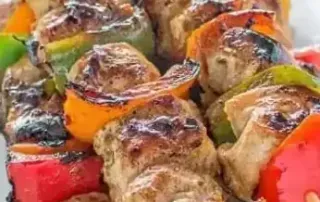 BBQ chicken and pork skewers