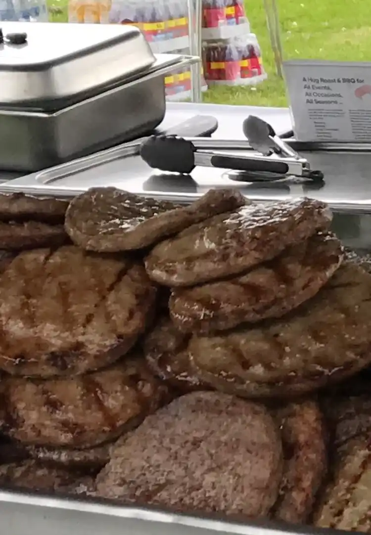 BBQ burgers meat on -tray