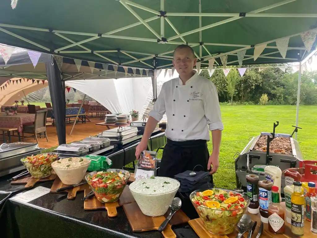 chef Mark at catering event by All Events Hog Roast Owner Mark