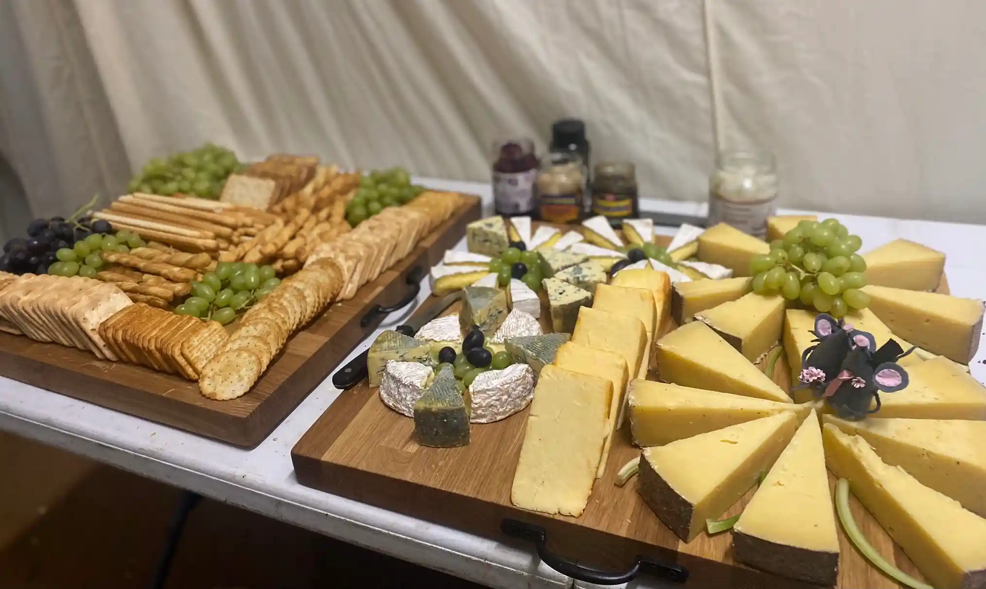 Cheese and crackers platter cheese board at Hog Roast party
