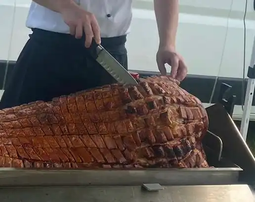hog pig roast on tray
